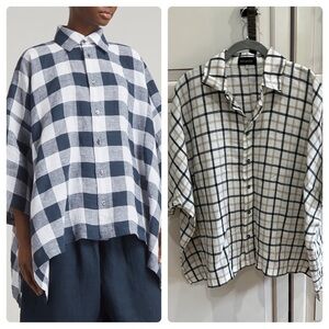 Eskandar Linen Plaid 3/4 Sleeve Shirt (21)